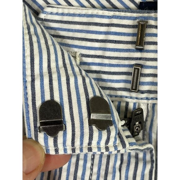 Lands End Pant Women 24W Blue Striped Slim Chino Ankle Neutral Preppy Retro 80s - Picture 6 of 13